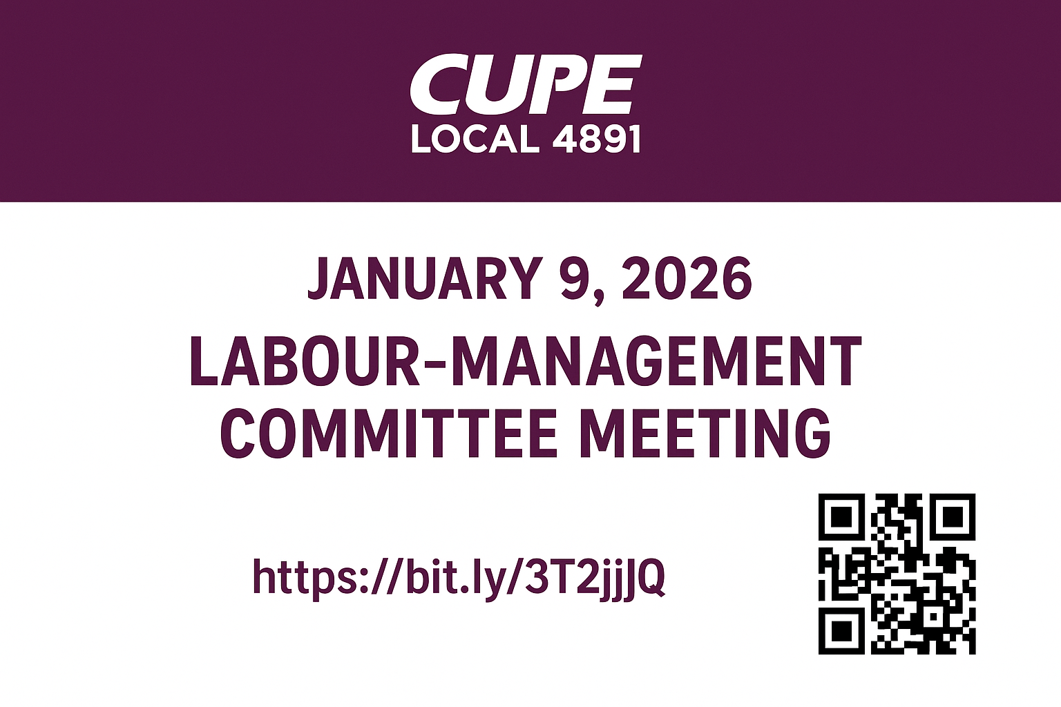 January 9, 2026 Labour-Management Committee Meeting – CUPE Local 4891